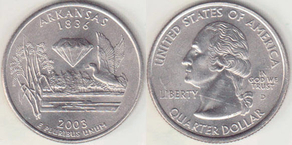 2003 D USA Quarter Dollar (Arkansas) A008420